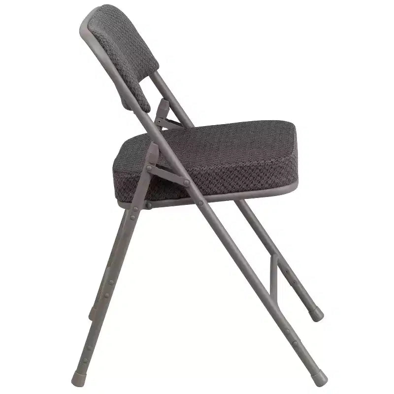 Chaise pliante en métal Emma et Oliver (lot de 4) haut de gamme, rembourrée en tissu, avec triple renfort incurvé et charnières