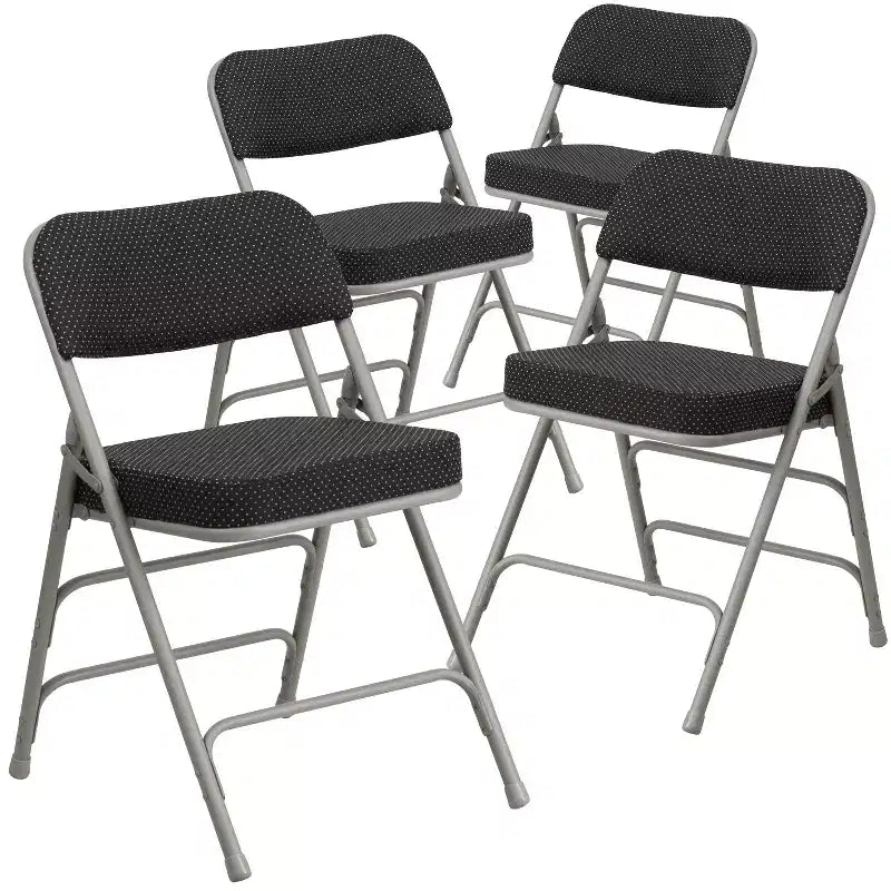 Chaise pliante en métal Emma et Oliver (lot de 4) haut de gamme, rembourrée en tissu, avec triple renfort incurvé et charnières