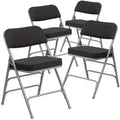 Chaise pliante en métal Emma et Oliver (lot de 4) haut de gamme, rembourrée en tissu, avec triple renfort incurvé et charnières