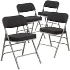 Chaise pliante en métal Emma et Oliver (lot de 4) haut de gamme, rembourrée en tissu, avec triple renfort incurvé et charnières