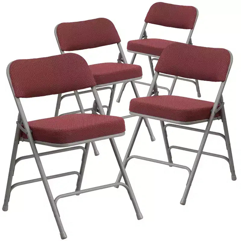 Chaise pliante en métal Emma et Oliver (lot de 4) haut de gamme, rembourrée en tissu, avec triple renfort incurvé et charnières