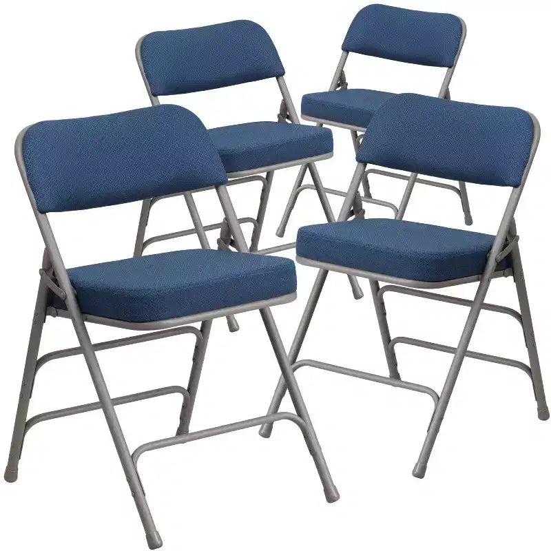 Chaise pliante en métal Emma et Oliver (lot de 4) haut de gamme, rembourrée en tissu, avec triple renfort incurvé et charnières