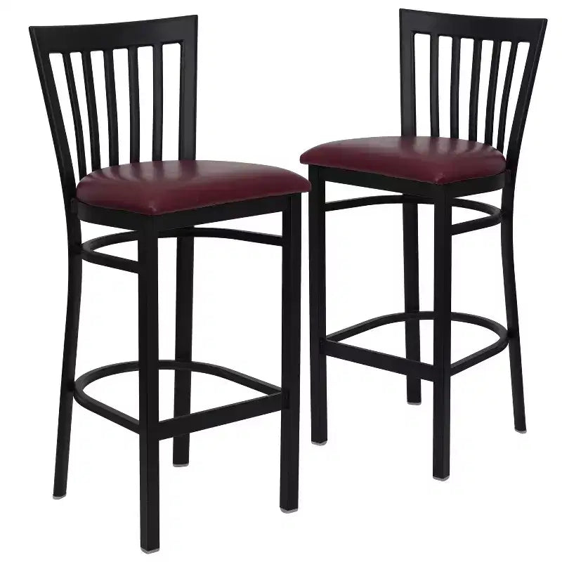 Emma and Oliver 2 Pack School House Back Metal Restaurant Barstool