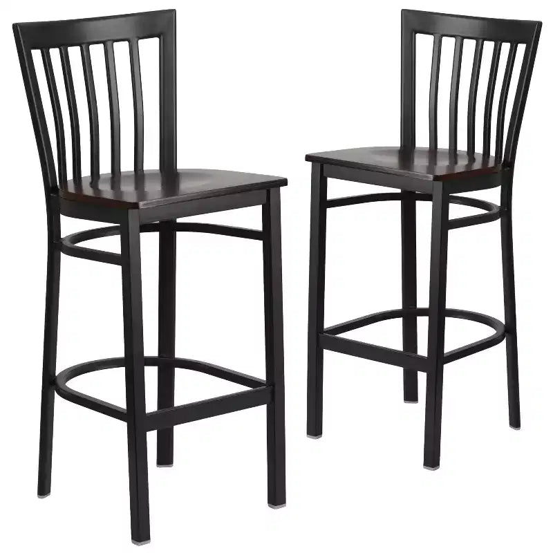 Tabouret de bar Emma et Oliver de style restaurant, dossier en métal, pack de 2