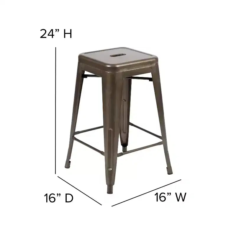 Emma et Oliver – Ensemble de quatre tabourets de bar sans dossier en métal avec sièges en résine polymère résistante aux intempéries pour usage intérieur uniquement