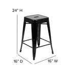 Emma et Oliver – Ensemble de quatre tabourets de bar sans dossier en métal avec sièges en résine polymère résistante aux intempéries pour usage intérieur uniquement
