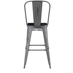 Tabouret en métal à revêtement transparent Emma et Oliver avec dossier et siège en polyrésine pour usage intérieur uniquement
