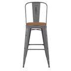 Tabouret en métal à revêtement transparent Emma et Oliver avec dossier et siège en polyrésine pour usage intérieur uniquement