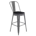 Tabouret en métal à revêtement transparent Emma et Oliver avec dossier et siège en polyrésine pour usage intérieur uniquement