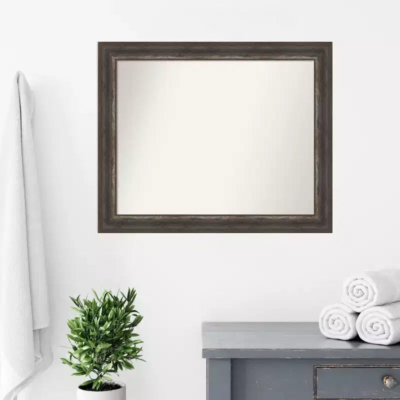 Miroir mural de salle de bain Amanti Art Alta Rustic Char non biseauté