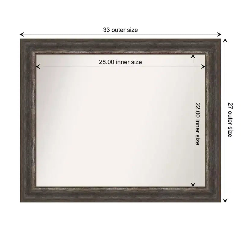 Miroir mural de salle de bain Amanti Art Alta Rustic Char non biseauté