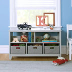 Petite bibliothèque pour enfants Martha Stewart : étagère en bois de 24 po pour enfants, organisateur de livres et de jouets avec bacs en tissu