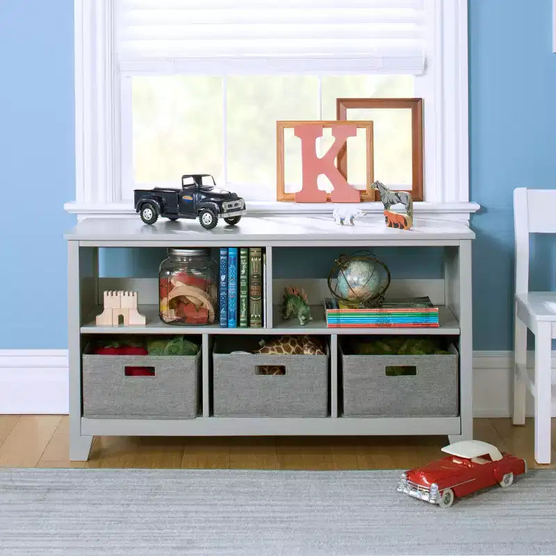 Petite bibliothèque pour enfants Martha Stewart : étagère en bois de 24 po pour enfants, organisateur de livres et de jouets avec bacs en tissu