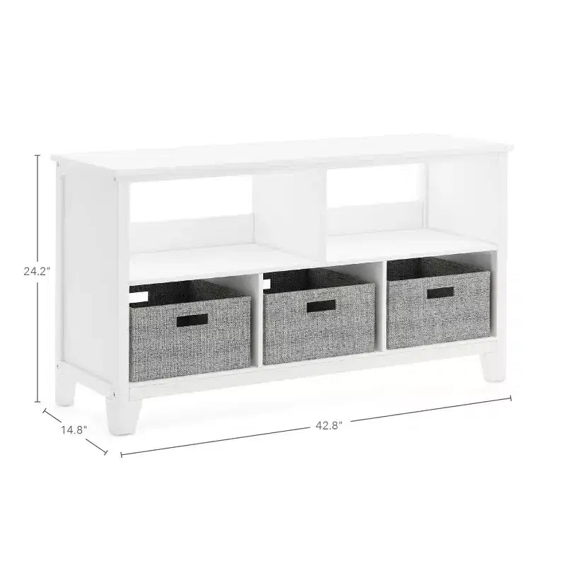 Petite bibliothèque pour enfants Martha Stewart : étagère en bois de 24 po pour enfants, organisateur de livres et de jouets avec bacs en tissu