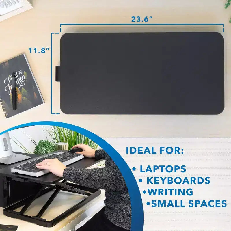 Mount-It! Support de clavier réglable en hauteur pour bureau, ergonomique, assis-debout, élévateur ergonomique pour clavier et ordinateurs portables 23,6 x 11,8 pouces