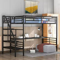 Metal Twin Size Loft Bed with Desk, Black - ModernLuxe