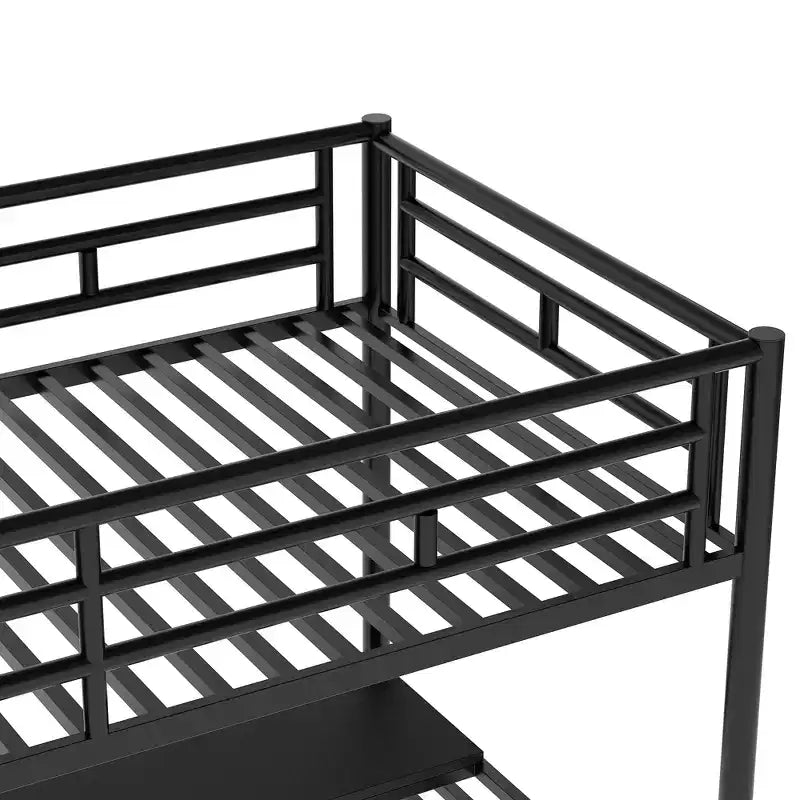 Lit mezzanine en métal de taille double avec bureau, noir - ModernLuxe