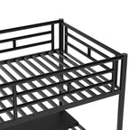 Lit mezzanine en métal de taille double avec bureau, noir - ModernLuxe