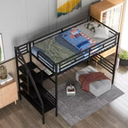 Lit mezzanine en métal de taille double avec bureau, noir - ModernLuxe