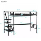 Lit mezzanine en métal de taille double avec bureau, noir - ModernLuxe