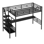 Lit mezzanine en métal de taille double avec bureau, noir - ModernLuxe