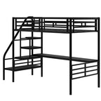 Lit mezzanine en métal de taille double avec bureau, noir - ModernLuxe