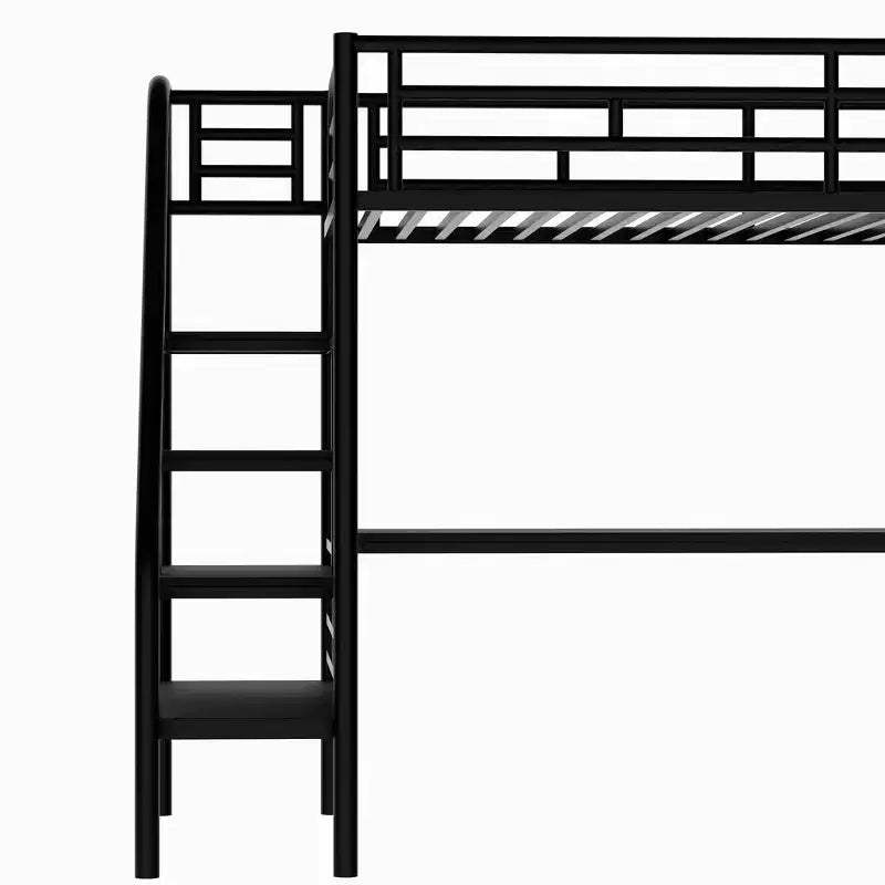 Lit mezzanine en métal de taille double avec bureau, noir - ModernLuxe