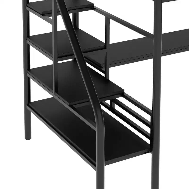 Lit mezzanine en métal de taille double avec bureau, noir - ModernLuxe