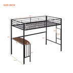 Lit mezzanine métallique pour jumeaux avec bureau, échelle et rampe - ModernLuxe