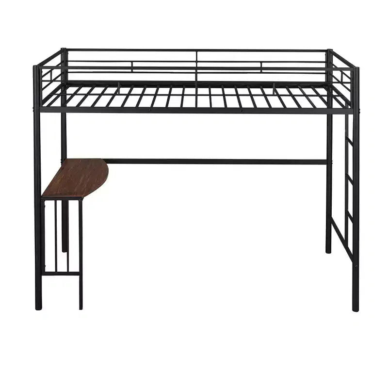 Lit mezzanine métallique pour jumeaux avec bureau, échelle et rampe - ModernLuxe