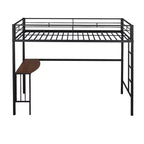 Lit mezzanine métallique pour jumeaux avec bureau, échelle et rampe - ModernLuxe