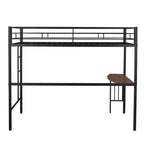 Lit mezzanine métallique pour jumeaux avec bureau, échelle et rampe - ModernLuxe