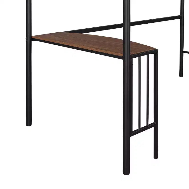 Lit mezzanine métallique pour jumeaux avec bureau, échelle et rampe - ModernLuxe