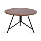 Kate and Laurel Pallson Round Wood Coffee Table, 28x28x18, Walnut Brown and Black