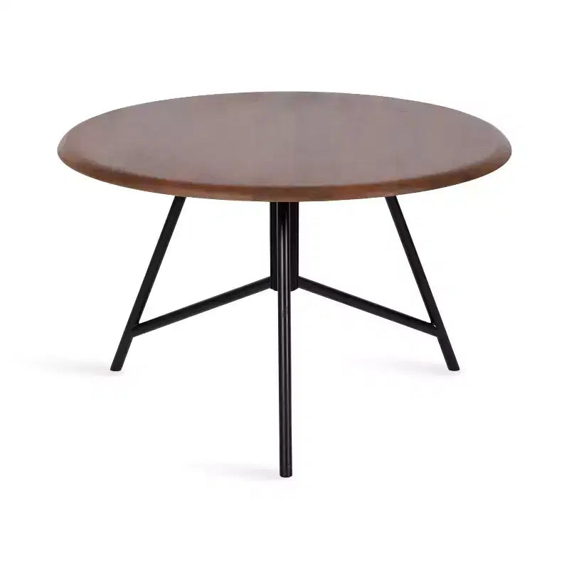 Table basse ronde Kate and Laurel Pallson, 28x28x18, Noyer marron et Noir