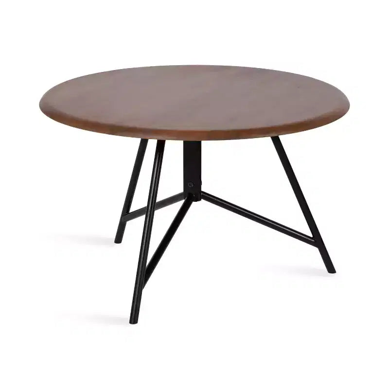 Table basse ronde Kate and Laurel Pallson, 28x28x18, Noyer marron et Noir