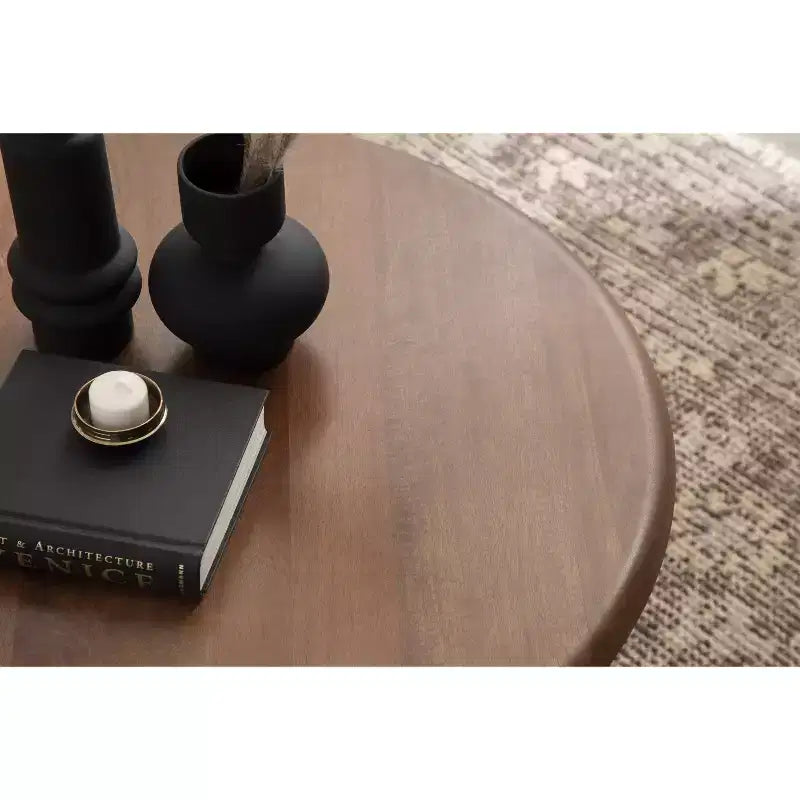 Table basse ronde Kate and Laurel Pallson, 28x28x18, Noyer marron et Noir