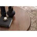 Table basse ronde Kate and Laurel Pallson, 28x28x18, Noyer marron et Noir