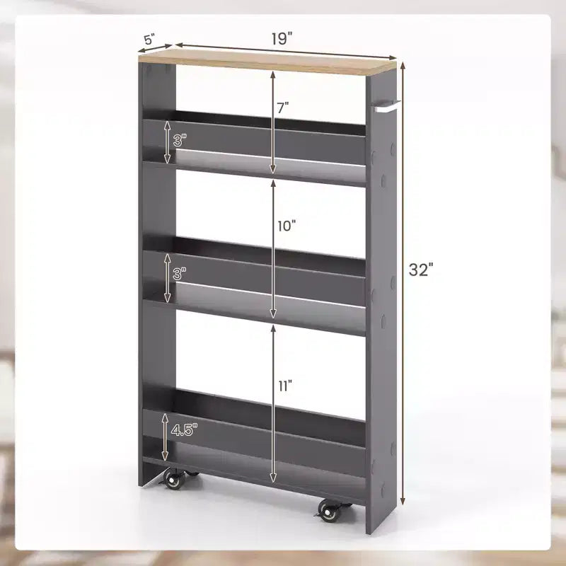 Costway Chariot de Rangement de Cuisine Slim à roulettes, Étagère Mobile avec Poignée