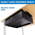 Mount-It! Tiroir coulissant sous le bureau avec serrure et 2 clés incluses | Se fixe aux bureaux, tables et établis de plus de 1,8 cm d'épaisseur | Noir mat