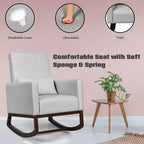 Costway Lot de 2 fauteuils à bascule rembourrés double usage avec oreiller Gris clair/Beige