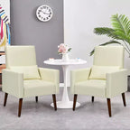 Costway Lot de 2 fauteuils à bascule rembourrés double usage avec oreiller Gris clair/Beige