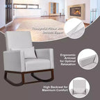 Costway Lot de 2 fauteuils à bascule rembourrés double usage avec oreiller Gris clair/Beige