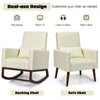 Costway Lot de 2 fauteuils à bascule rembourrés double usage avec oreiller Gris clair/Beige