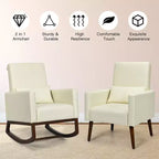 Costway Lot de 2 fauteuils à bascule rembourrés double usage avec oreiller Gris clair/Beige