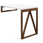 Kate and Laurel Truss Rectangle MDF Dining Table, 24x33x31, White and Walnut