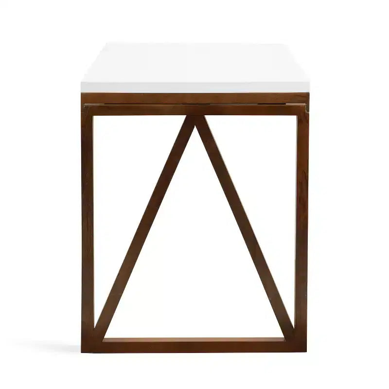 Table à manger rectangulaire Kate and Laurel Truss en MDF, 24x33x31, blanc et noyer