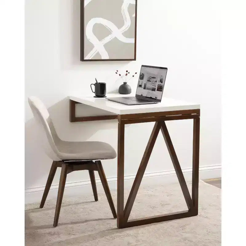 Table à manger rectangulaire Kate and Laurel Truss en MDF, 24x33x31, blanc et noyer