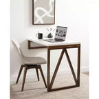 Table à manger rectangulaire Kate and Laurel Truss en MDF, 24x33x31, blanc et noyer