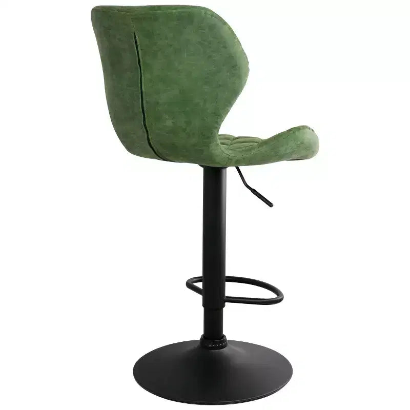 Tabouret de bar réglable Elama Vintage en similicuir vert avec base noire